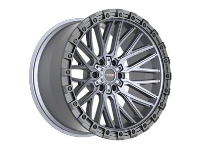 Vortek Off-Road VRT-608 Matte Titanium with Black Bead Ring 6-Lug Wheel; 20x12; -44mm Offset (23-25 Colorado)