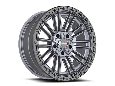 Vortek Off-Road VRT-604 Matte Titanium with Black Bead Ring 5-Lug Wheel; 22x10; -18mm Offset (02-08 RAM 1500, Excluding Mega Cab)