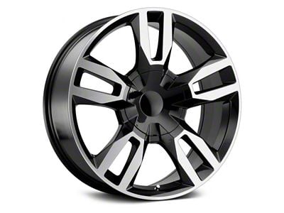 RST Style Gloss Black Machined 6-Lug Wheel; 22x9; 24mm Offset (07-13 Silverado 1500)