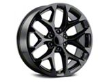 Snowflake Style Gloss Black 6-Lug Wheel; 22x9; 24mm Offset (07-13 Silverado 1500)