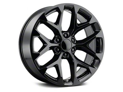 Snowflake Style Gloss Black 6-Lug Wheel; 22x9; 24mm Offset (15-20 Yukon)