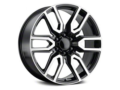 DNNZH Style Gloss Black Machined 6-Lug Wheel; 22x9; 31mm Offset (19-25 Silverado 1500)