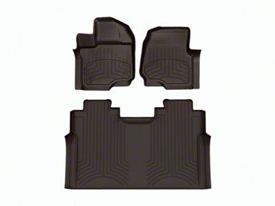 Weathertech Front and Rear Floor Liner HP; Cocoa (15-24 F-150 SuperCrew w/ Front Bench Seat)