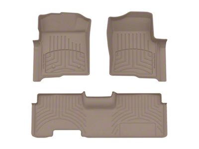 Weathertech Front and Rear Floor Liner HP; Tan (10-14 F-150 SuperCab w/ Flow-Through Center Console & Raised Heating Duct)