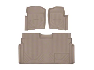 Weathertech Front and Rear Floor Liner HP; Tan (10-14 F-150 SuperCrew w/ Raised Heating Duct)