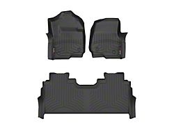 Weathertech DigitalFit Front and Rear Floor Liners; Black (23-25 F-250 Super Duty SuperCrew w/ Front Bucket Seats & Rear Underseat Storage)