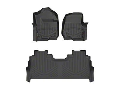 Weathertech DigitalFit Front and Rear Floor Liners; Black (23-24 F-250 Super Duty SuperCrew w/ Front Bucket Seats & Rear Underseat Storage)