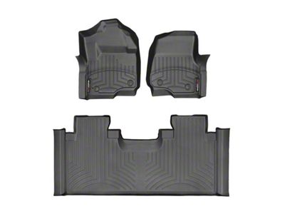 Weathertech DigitalFit Front and Rear Floor Liners; Black (17-24 F-250 Super Duty SuperCab w/ Front Bucket Seats)