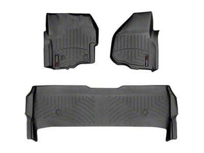 Weathertech DigitalFit Front and Rear Floor Liners; Black (2012 F-250 Super Duty SuperCrew w/ Factory Dead Pedal & Floor Shifter; 13-16 F-250 Super Duty SuperCrew w/ Floor Shifter)