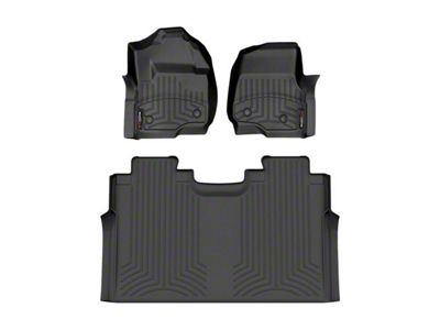 Weathertech DigitalFit Front and Rear Floor Liners for Vinyl Floors; Black (23-25 F-250 Super Duty SuperCrew w/ Front Bucket Seats & w/o Mini Console & Rear Underseat Storage)