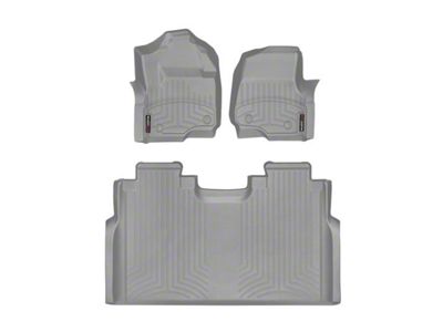 Weathertech DigitalFit Front and Rear Floor Liners; Gray (17-24 F-250 Super Duty SuperCrew w/ Front Bench Seat & w/o Rear Underseat Storage)