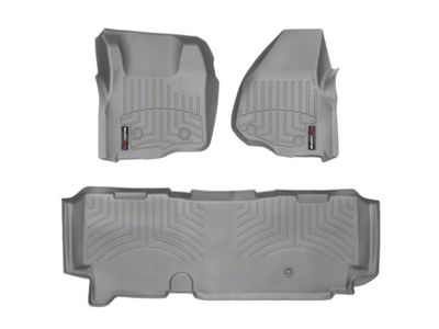 Weathertech DigitalFit Front and Rear Floor Liners; Gray (11-12 F-250 Super Duty SuperCab w/ Flow-Through Center Console)
