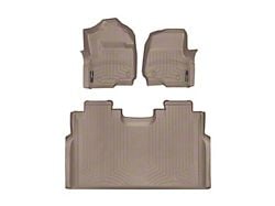 Weathertech DigitalFit Front and Rear Floor Liners; Tan (17-24 F-250 Super Duty SuperCrew w/ Front Bench Seat & w/o Rear Underseat Storage)