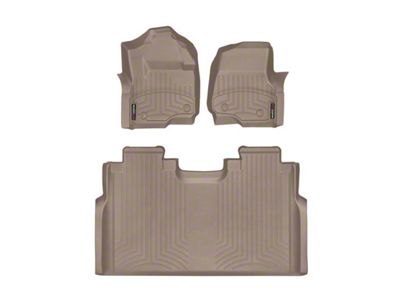 Weathertech DigitalFit Front and Rear Floor Liners; Tan (17-24 F-250 Super Duty SuperCrew w/ Front Bench Seat & w/o Rear Underseat Storage)