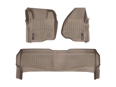 Weathertech DigitalFit Front and Rear Floor Liners; Tan (11-12 F-250 Super Duty SuperCrew w/o Factory Dead Pedal & Floor Shifter)