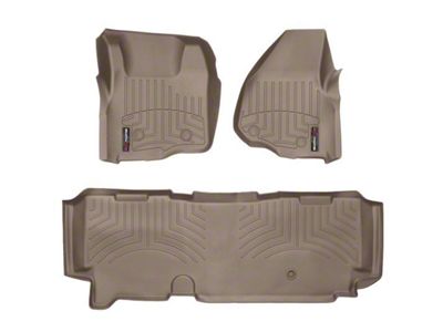 Weathertech DigitalFit Front and Rear Floor Liners; Tan (11-12 F-250 Super Duty SuperCab w/ Flow-Through Center Console)