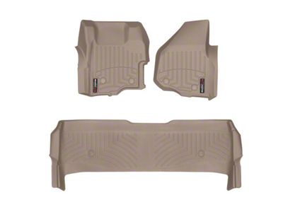 Weathertech DigitalFit Front and Rear Floor Liners; Tan (11-12 F-250 Super Duty SuperCrew w/ Floor Shifter)