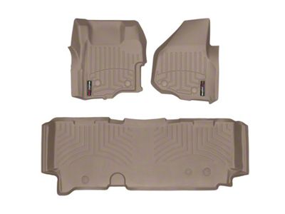 Weathertech DigitalFit Front and Rear Floor Liners; Tan (11-12 F-250 Super Duty SuperCab w/ Floor Shifter)