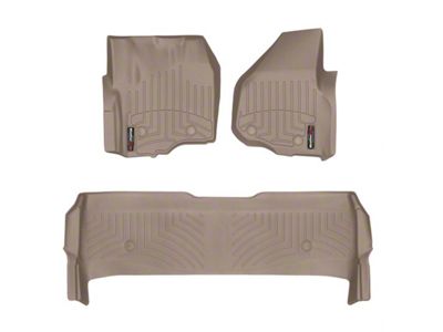 Weathertech DigitalFit Front and Rear Floor Liners; Tan (2012 F-250 Super Duty SuperCrew w/ Factory Dead Pedal & w/o Floor Shifter; 13-16 F-250 Super Duty SuperCrew w/o Floor Shifter)