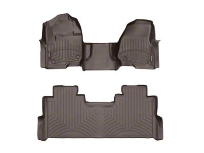 Weathertech DigitalFit Front Over the Hump and Rear Floor Liners; Cocoa (17-22 F-250 Super Duty SuperCrew w/ Front Bench Seat & Rear Underseat Storage)