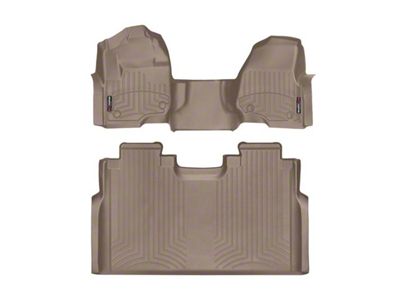 Weathertech DigitalFit Front Over the Hump and Rear Floor Liners; Tan (17-22 F-250 Super Duty SuperCrew w/ Front Bench Seat & w/o Rear Underseat Storage)