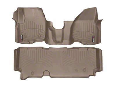 Weathertech DigitalFit Front Over the Hump and Rear Floor Liners; Tan (2012 F-250 Super Duty SuperCab w/ Factory Dead Pedal; 13-16 F-250 Super Duty SuperCab)