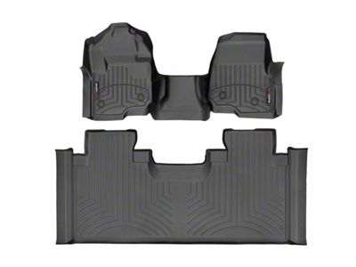 Weathertech DigitalFit Front Over the Hump and Rear Floor Liners for Vinyl Floors; Black (17-22 F-250 Super Duty SuperCab w/ Front Bucket Seats)