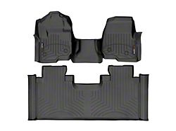 Weathertech DigitalFit Front Over the Hump and Rear Floor Liners for Vinyl Floors; Black (17-22 F-250 Super Duty SuperCab w/ Front Bench Seat)