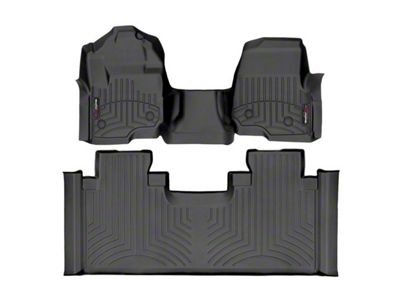 Weathertech DigitalFit Front Over the Hump and Rear Floor Liners for Vinyl Floors; Black (17-22 F-250 Super Duty SuperCab w/ Front Bench Seat)