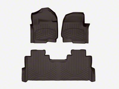Weathertech Front and Rear Floor Liner HP; Cocoa (20-24 F-250 Super Duty SuperCrew w/ Front Bench Seat & Rear Underseat Storage)