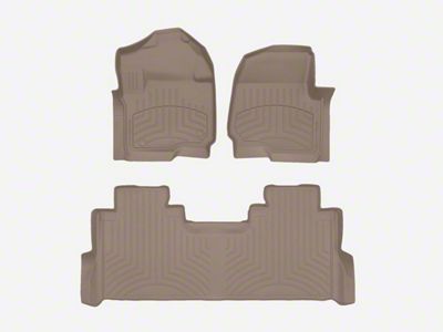 Weathertech Front and Rear Floor Liner HP; Tan (20-24 F-250 Super Duty SuperCrew w/ Front Bench Seat & Rear Underseat Storage)