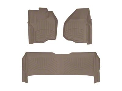 Weathertech Front and Rear Floor Liner HP; Tan (12-16 F-250 SuperCrew w/ Raised Forward-Left Corner & w/o Floor Shifter)