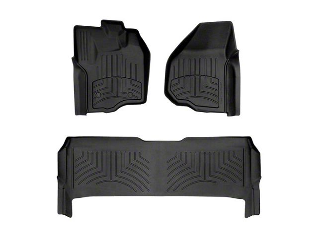 Weathertech Front and Rear Floor Liner HP; Black (12-16 F-250 SuperCrew w/ Raised Forward-Left Corner & w/o Floor Shifter)