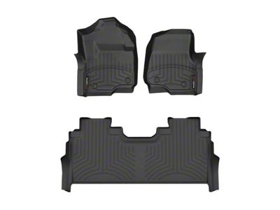 Weathertech DigitalFit Front and Rear Floor Liners; Black (23-24 F-350 Super Duty SuperCrew w/ Front Bucket Seats & Rear Underseat Storage)