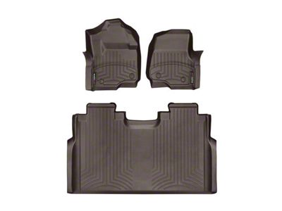Weathertech DigitalFit Front and Rear Floor Liners; Cocoa (17-24 F-350 Super Duty SuperCrew w/ Front Bench Seat & w/o Rear Underseat Storage)