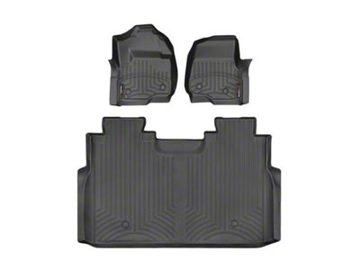 Weathertech DigitalFit Front and Rear Floor Liners for Vinyl Floors; Black (17-24 F-350 Super Duty SuperCrew w/ Front Bucket Seats, Mini Console & w/o Rear Underseat Storage)