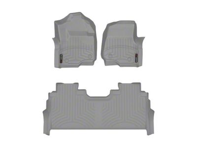 Weathertech DigitalFit Front and Rear Floor Liners; Gray (23-24 F-350 Super Duty SuperCrew w/ Front Bucket Seats & Rear Underseat Storage)