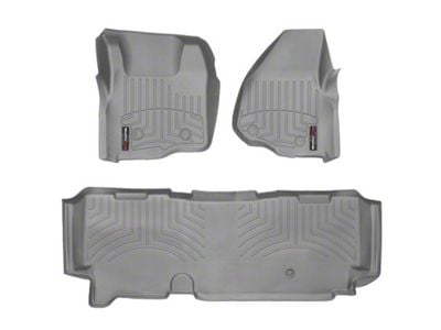 Weathertech DigitalFit Front and Rear Floor Liners; Gray (11-12 F-350 Super Duty SuperCab w/ Flow-Through Center Console)