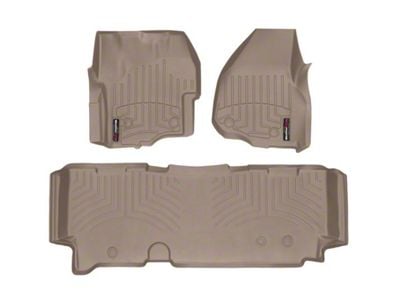 Weathertech DigitalFit Front and Rear Floor Liners; Tan (2012 F-350 Super Duty SuperCab w/ Factory Dead Pedal & Floor Shifter; 13-16 F-350 Super Duty SuperCab w/ Floor Shifter)
