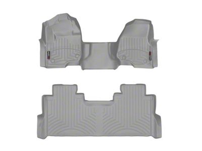 Weathertech DigitalFit Front Over the Hump and Rear Floor Liners; Gray (17-22 F-350 Super Duty SuperCrew w/ Front Bench Seat & Rear Underseat Storage)