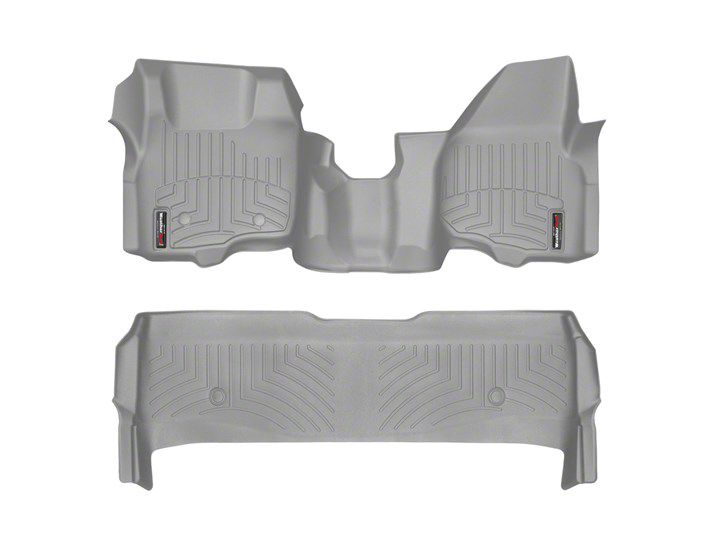 Weathertech F 350 Super Duty Digitalfit Front Over The Hump And Rear Floor Liners Gray 463291 8676