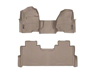 Weathertech DigitalFit Front Over the Hump and Rear Floor Liners; Tan (17-22 F-350 Super Duty SuperCrew w/ Front Bench Seat & Rear Underseat Storage)