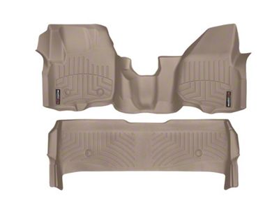 Weathertech DigitalFit Front Over the Hump and Rear Floor Liners; Tan (2012 F-350 Super Duty SuperCrew w/ Factory Dead Pedal; 13-16 F-350 Super Duty SuperCrew)