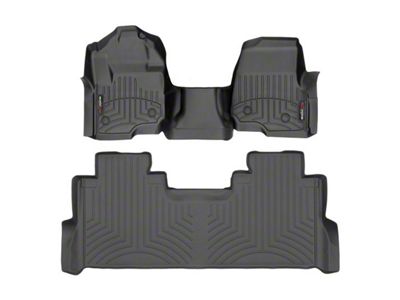 Weathertech DigitalFit Front Over the Hump and Rear Floor Liners for Vinyl Floors; Black (17-22 F-350 Super Duty SuperCrew w/ Front Bench Seat & Rear Underseat Storage)