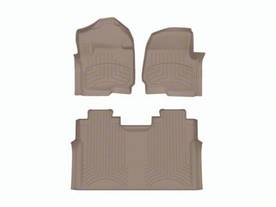 Weathertech Front and Rear Floor Liner HP; Tan (17-24 F-350 Super Duty SuperCrew w/ Front Bench Seat & w/o Rear Underseat Storage)