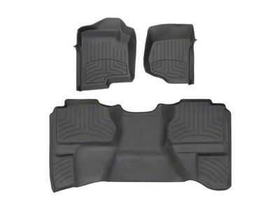 Weathertech Front and Rear Floor Liner HP; Black (17-22 F-350 Super Duty SuperCrew w/ Front Bucket Seats & Rear Underseat Storage)