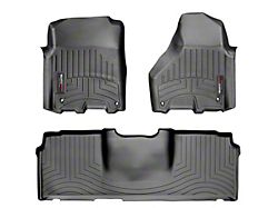 Weathertech DigitalFit Front and Rear Floor Liners; Black (12-18 RAM 2500 Mega Cab w/ Armrest Console)