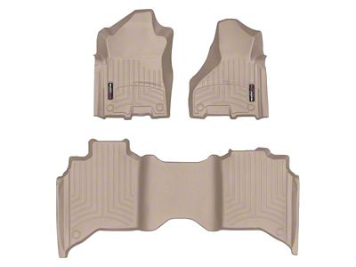 Weathertech DigitalFit Front and Rear Floor Liners; Tan (19-24 RAM 2500 Crew Cab w/ Front Bucket Seats)