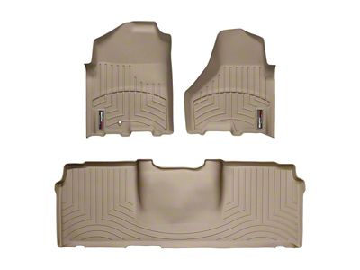 Weathertech DigitalFit Front and Rear Floor Liners; Tan (10-12 RAM 2500 Mega Cab w/ Armrest Center Console & w/o Floor Shifter)