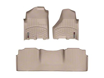 Weathertech DigitalFit Front and Rear Floor Liners; Tan (10-12 RAM 2500 Mega Cab w/ Full Length Center Console)